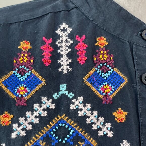 Anthropologie Pilcro Womens Small Jodie Embroidered Blouse Long Sleeve Shirt - Picture 7 of 10